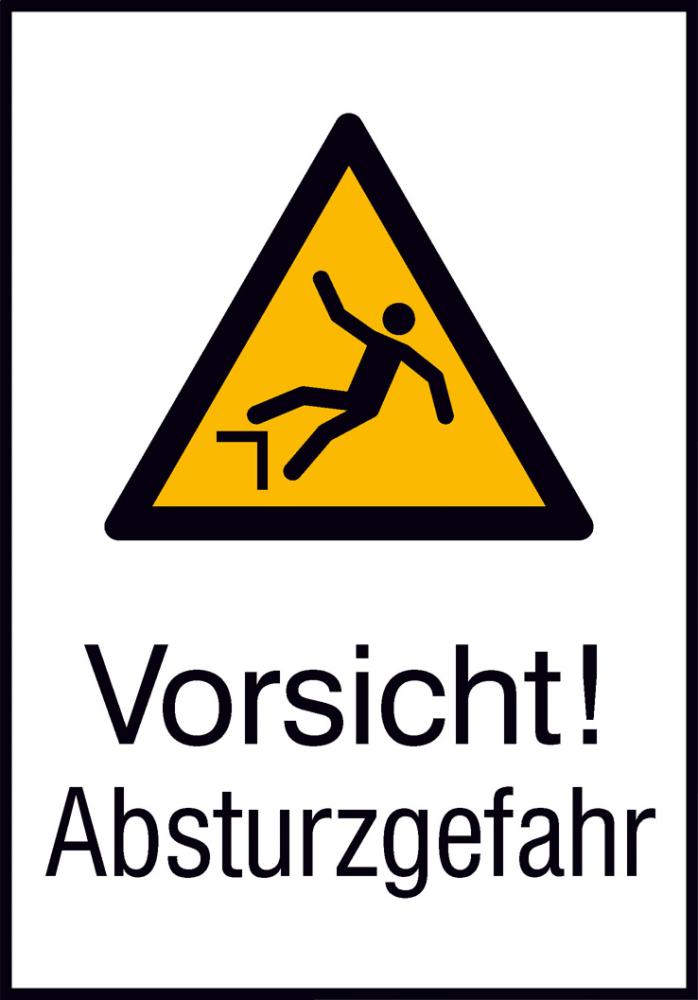 Warnschild NEUTRAL, Aluminium B262xH371 mm Vorsicht Absturzgefahr