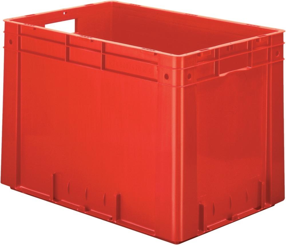 Transport-Stapelkasten LA-KA-PE, B600xT400xH420 mm rot Auflast 700kg mit Griffloch LA-KA-PE