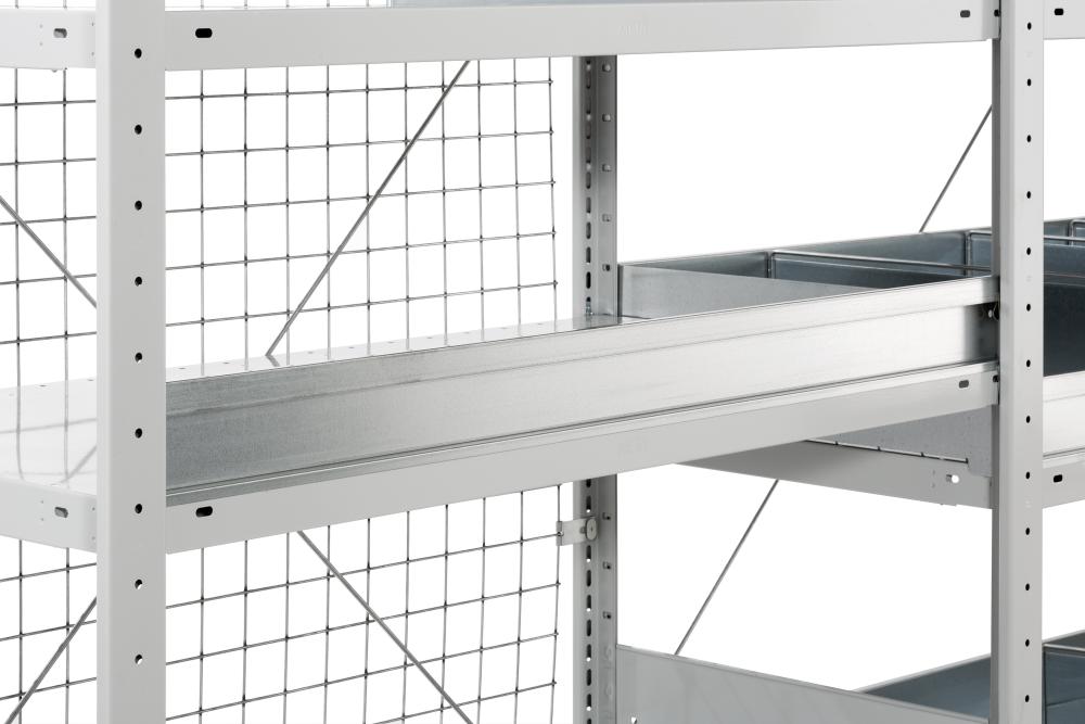 Schüttgutleiste META REGALBAU, B1000xH75 mm RAL7035 META