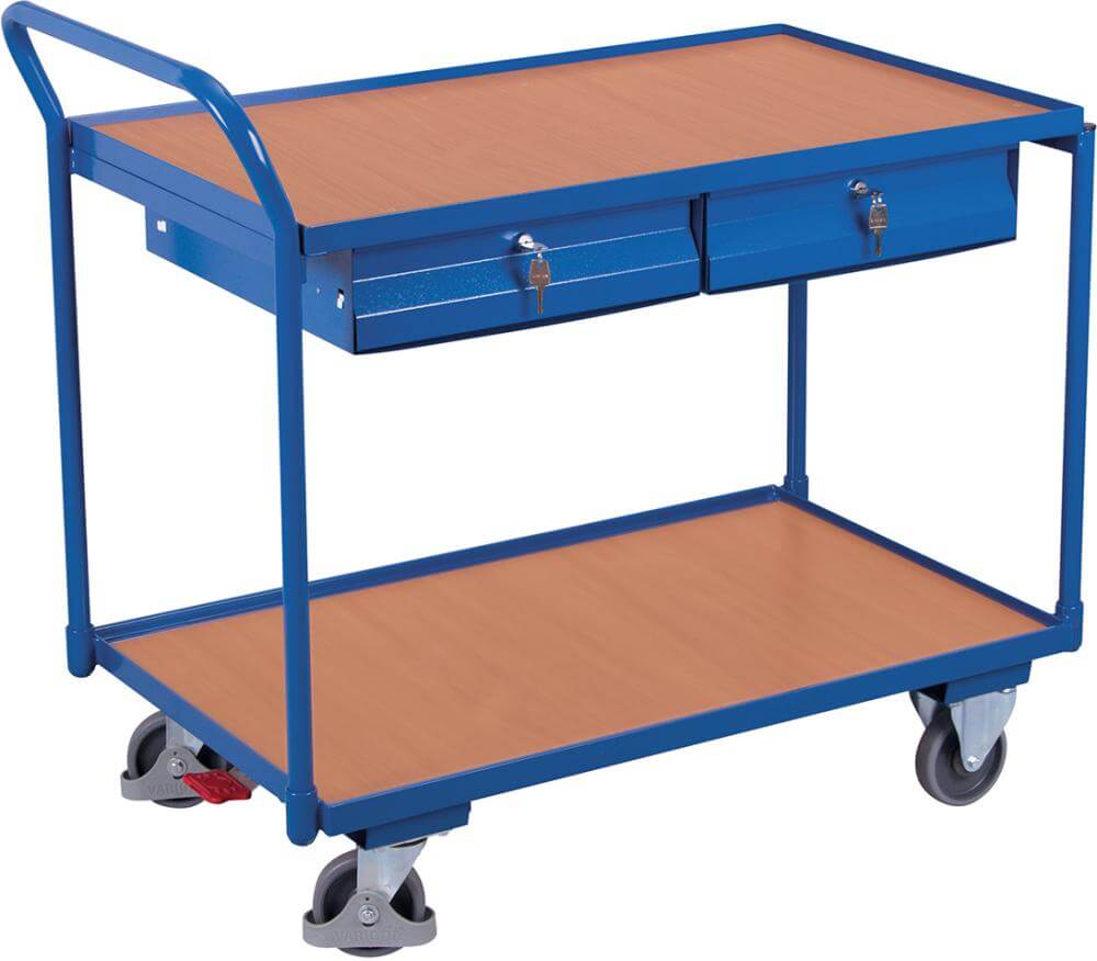 Tischwagen VARIOFIT, 250 kg 985x590 mm 2 Böd./Schubl VarioFit