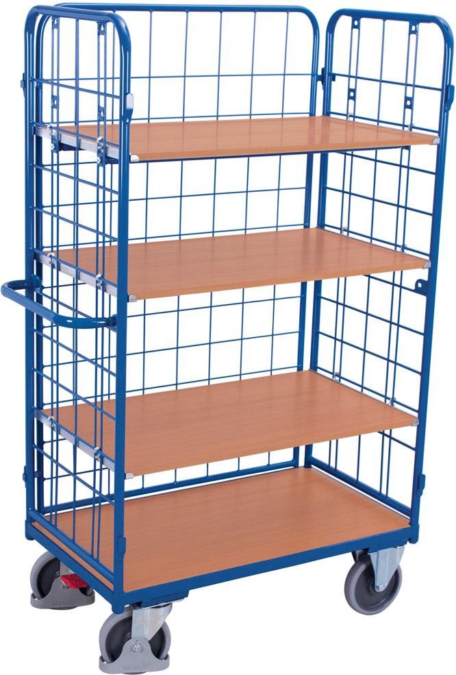 Etagenwagen VARIOFIT, 500 kg 3 WandLad. 1200x800 mm 4 Böden VarioFit