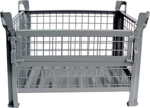 Gitterbehälter NEUTRAL, RAL7005 B800xT600xH600 mm Nutzlast 1t Auflast 4t 1/2 Klappe