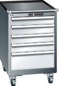 Schubladenschrank LISTA, 27x27E B564xT572xH890mm NCS6502-S/RAL7035 fahrb. 5 Schubladen 75kg