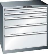 Schubladenschrank LISTA, 54x36E B1023xT725xH1000mm NCS 6502-S/RAL7035 5 Schubladen 200kg