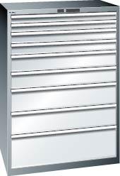 Schubladenschrank LISTA, 54x36E B1023xT725xH1450mm NCS 6502-S/RAL7035 9 Schubladen 75/200kg