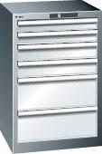 Schubladenschrank LISTA, 27x27E B564xT572xH850mm RAL 7035/5012 6 Schubladen 75kg