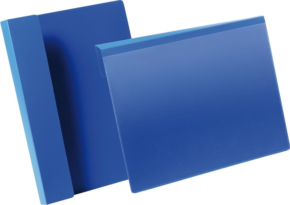 Kennzeichnungstasche DURABLE, B297xH210 mm A4 quer blau, mit Falz VE 50 Stück