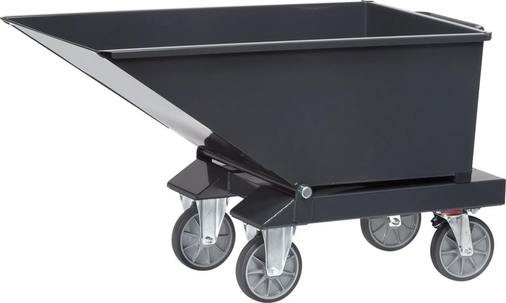 Muldenkipper FETRA, 250l B713xT1359xH780 mm RAL 7016 Tragkraft 750kg mit Ablasshahn
