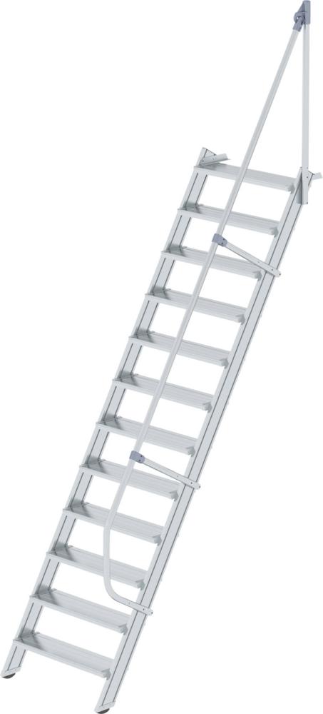 Alu-Treppe MUNK, 60 Grad 12 Stufen B 800 mm lichte Höhe 2900 mm Ausladung 1891 mm