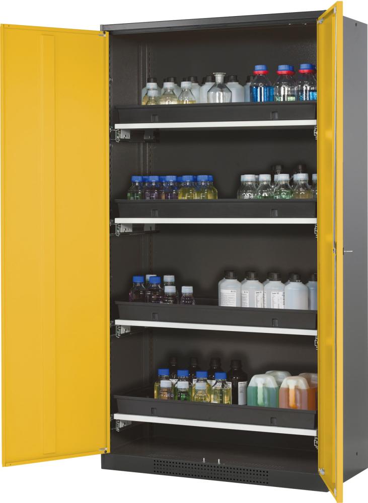 Chemikalienschrank ASECOS, 1055x1950 2Tür.gelb,4Ausz