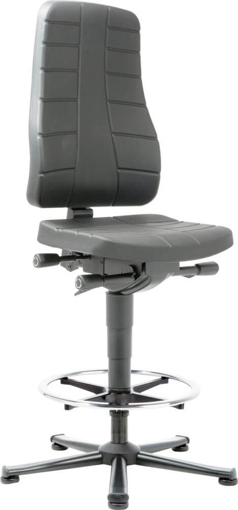 BIMOS, Bimos Arbeitsstuhl 9641-2000 All-In-One 3 Sitzhöhe 570-830 mm mit Gleiter, PU schwarz