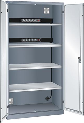 Ladeschrank LISTA, Fächer Ral 6502/7035 BxTxH 1000x580x1950 2x5 fach Schuko