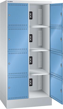 Ladeschrank LISTA, Fächer Ral 7035/5012 BxTxH 810x585x1790mm 2x4 Fächer Schuko