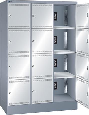 Ladeschrank LISTA, Fächer Ral 6502/7035 BxTxH 1205x585x1790mm 3x4 Fächer Schuko