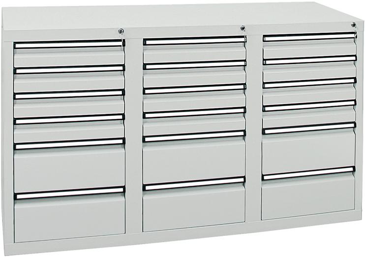 Schubladenschrank STUMPF, 18 SLR 900x1500x500 mm grau stumpf