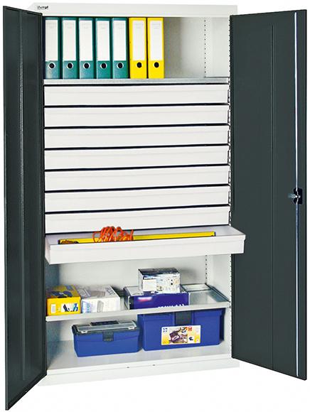 Werkzeugschrank STUMPF, S2000 RAL 7035/7016 2 Wannenböden 8 Schubladen