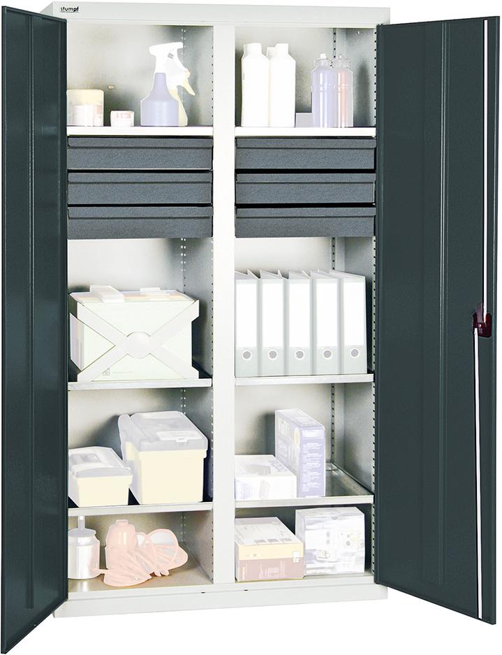 Werkzeugschrank STUMPF, S3000 RAL 7035/7016 2 Abt., 6 Wannenböden 6 Schubladen