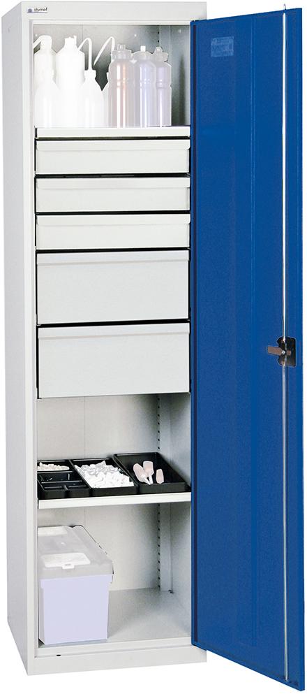 Werkzeugschrank STUMPF, S2000 RAL 7035/5010 2 Wannenböden 5 Schubladen
