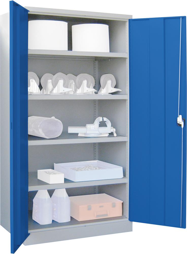 Schwerlastschrank PAVOY, m.TürenB1040xT630xH1950 mm 4 Böden RAL 7035/5012