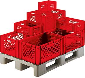 Stapeltransportkasten LA-KA-PE, 400x300x50 mm rot W/B d