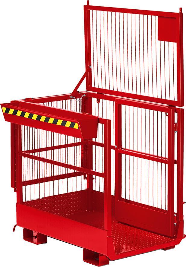 Arbeitskorb NEUTRAL, Typ RAK-Duo 1200x800x1950 mm Traglast 300 kg RAL 3000 feuerrot