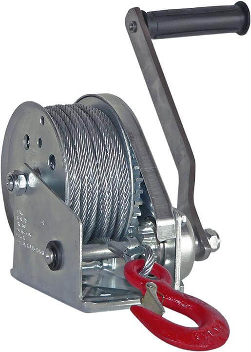 Handbremswinde PLANETA, BHW-1200 mit 20 m Seil Ø 5 mm Max. Hub-/Zugkraft unterste Lage: 550 daN