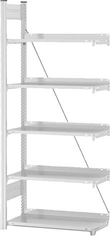 Anbauregal NEUTRAL, zerlegt HKA 17307 EX, 5 Böden 1750x300x750mm lichtgrau