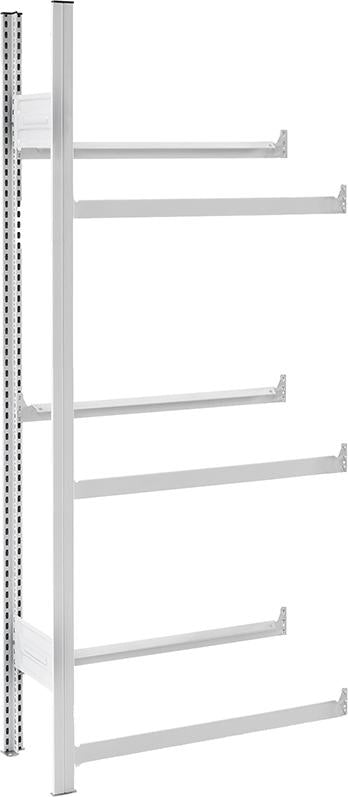 Anbauregal NEUTRAL, m.6 Traversen für Getränkekisten 1750x335x760RAL7035