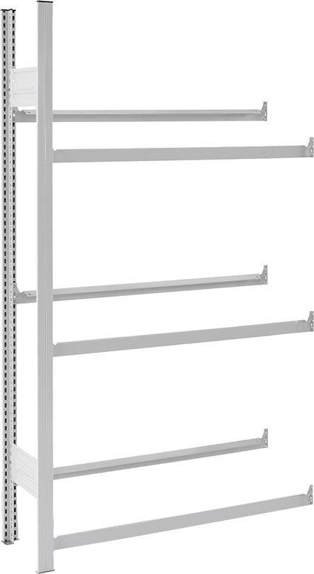 Anbauregal NEUTRAL, m.6 Traversen für Getränkekisten 1750x335x1010RAL7035