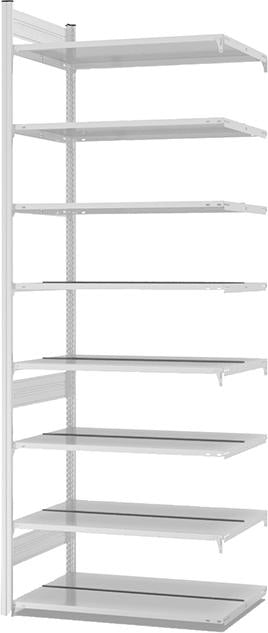 Anbauregal NEUTRAL, zerlegt HKA 27610 DA, 8 Böden 2700x600x1000mm lichtgrau