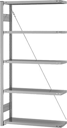 Anbauregal NEUTRAL, Edelstahl 5 Böd. 2000x300x1000 mm