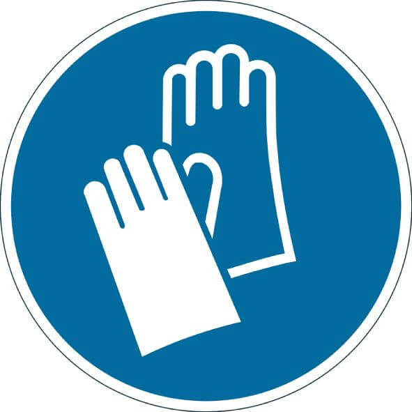 Gebotsaufkleber DURABLE, "Handschutz benutzen" Ø430mm ablösbar