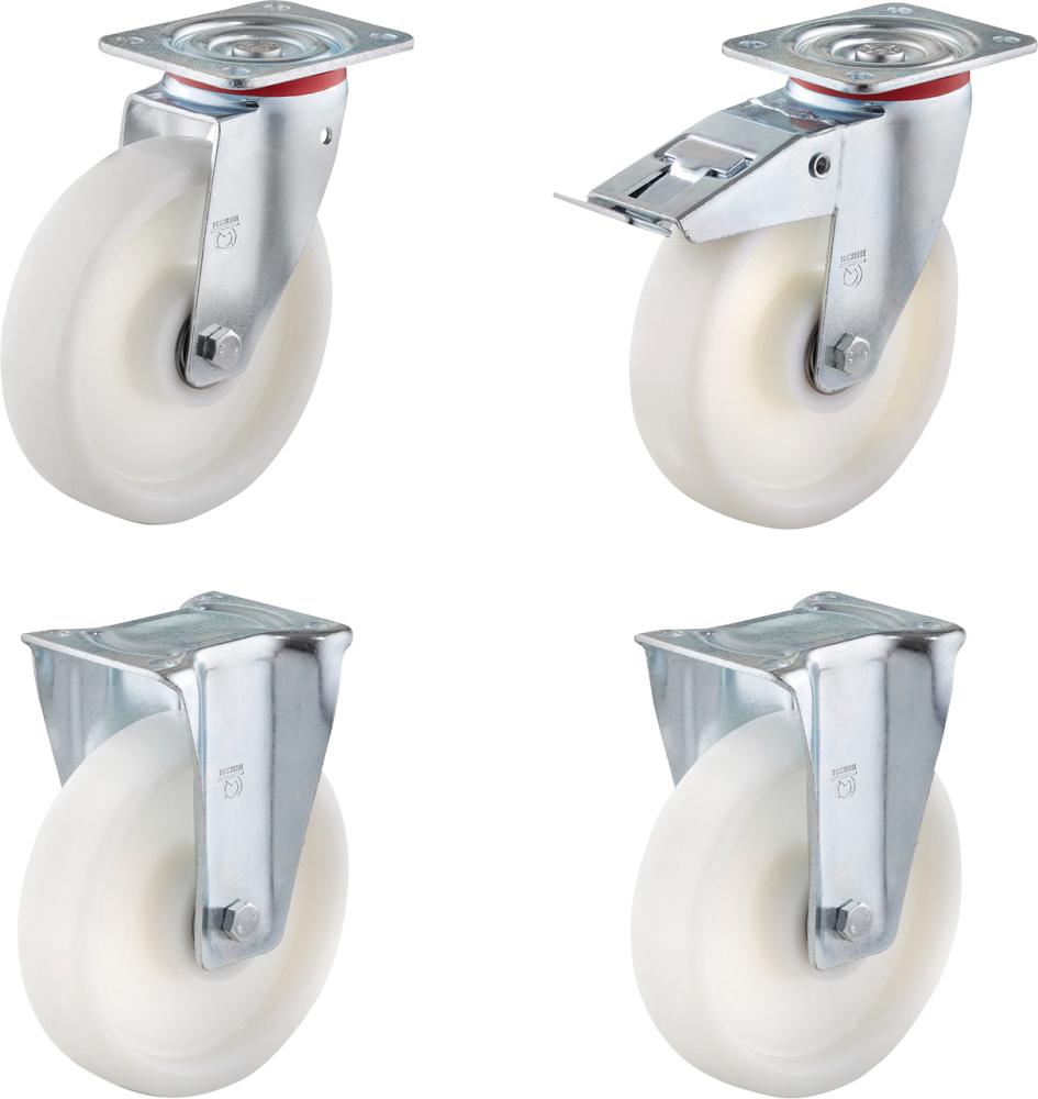 2 NEUTRAL, Lenk-und Bockrollen 500kg Tragkraft Rotherm