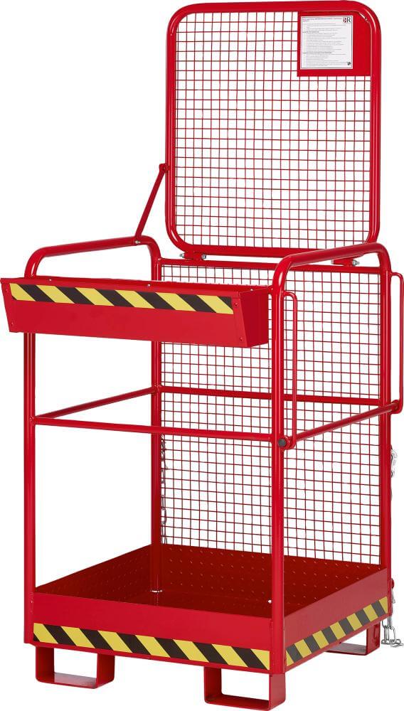 Arbeitskorb NEUTRAL, Typ RAK-One 800x800x1900 mm Traglast 240 kg RAL 3000 feuerrot