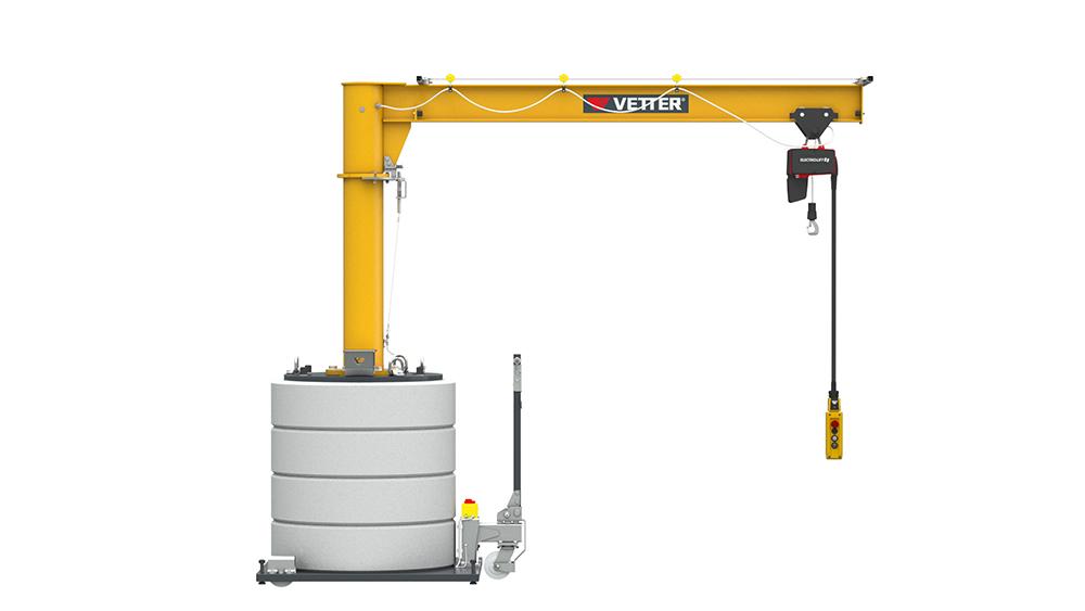 VETTER KRANTECHNIK, Mobiler Säulenschwenkkran320kg,4,5m,360 MOBILUS+Elektrokettenzug MOB12-PR3,2-4,5
