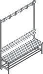 Garderobenbank CP, einseitig B1500xT403xH1710 mm RAL 7021/Kst.-Leisten mit Schuhrost, 4 Füße CP