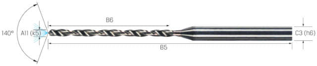 Kleinstbohrer MIKRON, VHM, 15 × A11, mit Innenkühlung
