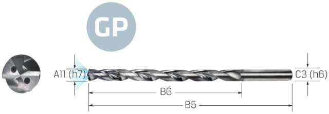 Hochleistungsbohrer VHM PREMUS GP, GP, 12 × A11, TiAlN, HA