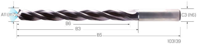 Hochleistungsbohrer PREMUS, Schaftform HA, 8 × A11, 3-Schneiden, mit Innenkühlung