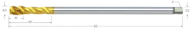 Maschinengewindebohrer PREMUS, metrisch,<br/>HSSE-V3,<br/>TiN, extra lang