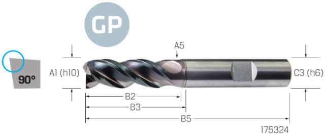 Schaftfräser VHM PREMUS GP, GP, lang, DLC, HB