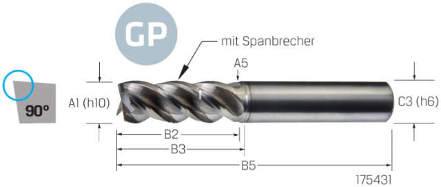 Schaftfräser VHM PREMUS GP, GP, lang, beschichtet, HA