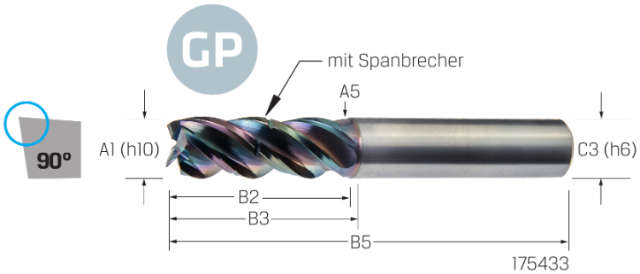Schaftfräser VHM PREMUS GP, GP, lang, DLC, HA