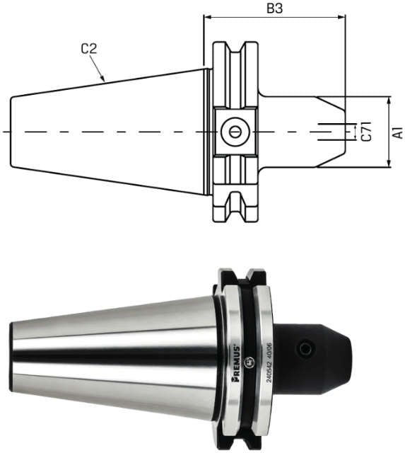 Weldon-Spannfutter PREMUS, Form AD/AF, kurz, mit Kühlkanalbohrungen, G2,5 bei 25.000 1/min