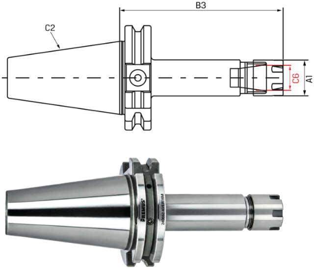 Spannzangenfutter ER-mini PREMUS, lang, G2,5 bei 25.000 1/min