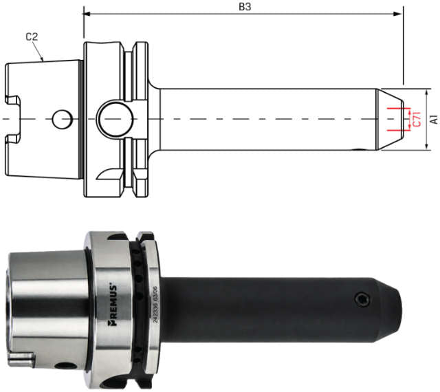 Weldon-Spannfutter PREMUS, überlang, mit Kühlkanalbohrungen, G2,5 bei 25.000 1/min