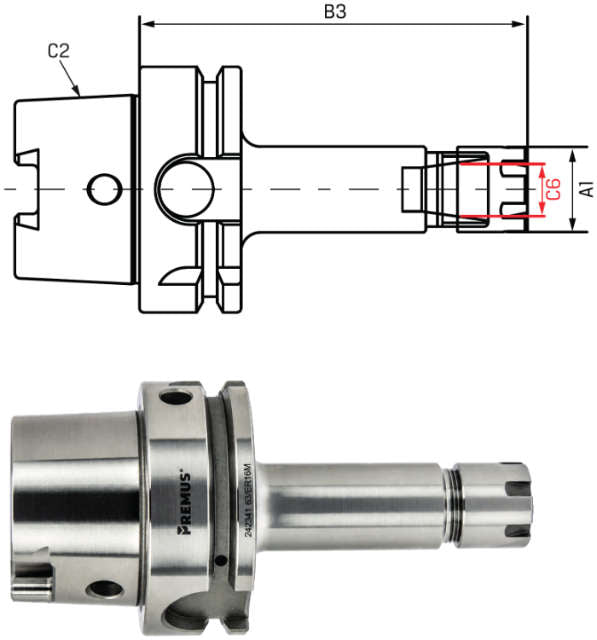Spannzangenfutter ER-Mini PREMUS, lang, G2,5 bei 25.000 1/min