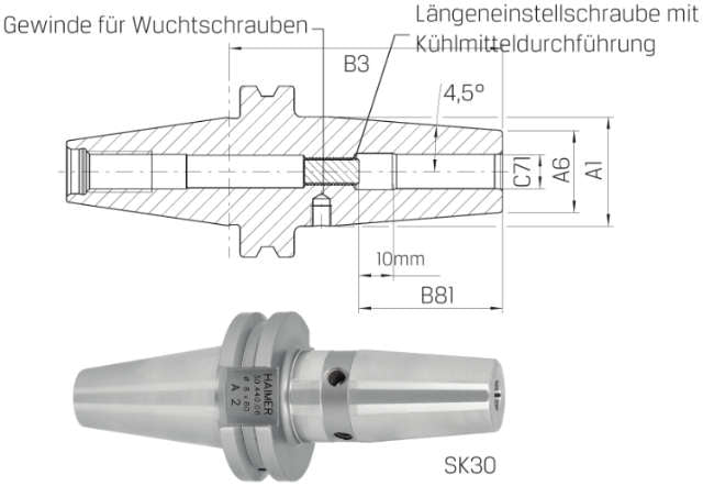 Schrumpffutter HAIMER, DIN 69871 kurz Form AD