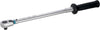 Torque wrench with reversible ratchet, adjustable, automatically releasing