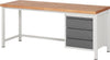 Ergonomic Workbench PRETEC, Depth 700 mm, Frame RAL 7035 light grey / Fittings RAL 5010 gentian blue